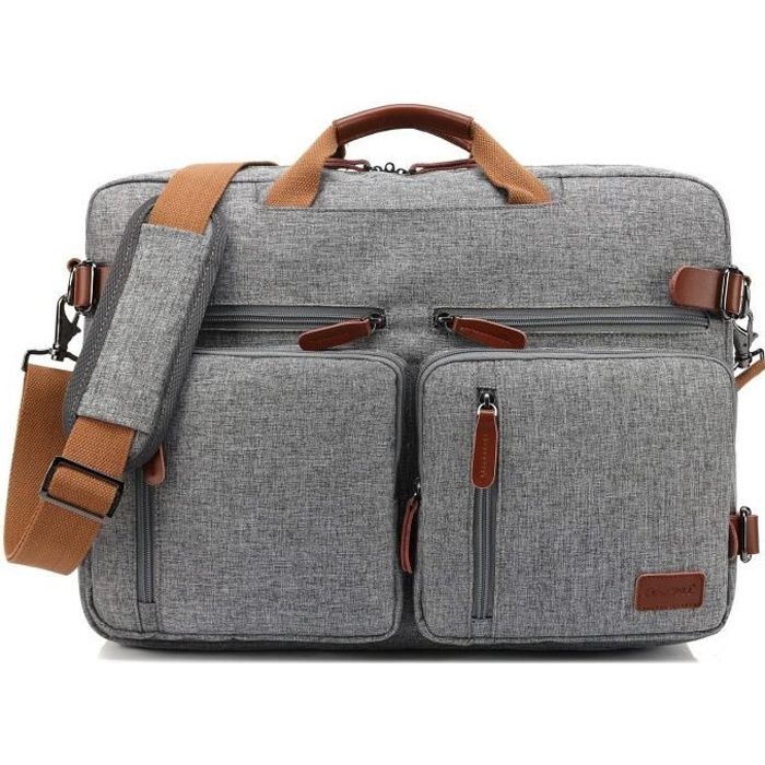 Sacoche Ordinateur Portable de 15.6 Pouces, Sac à bandoulière pour hommes,  Toile de cuir, Gris - Cdiscount Bagagerie - Maroquinerie