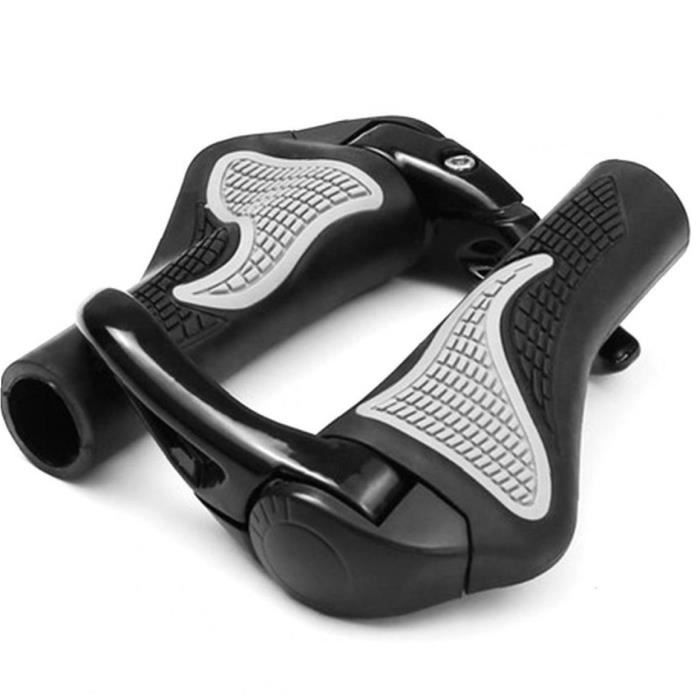 Poignées de vélo ergonomiques en caoutchouc antidérapant avec cornes pour VTT - DIERCOSY - Noir