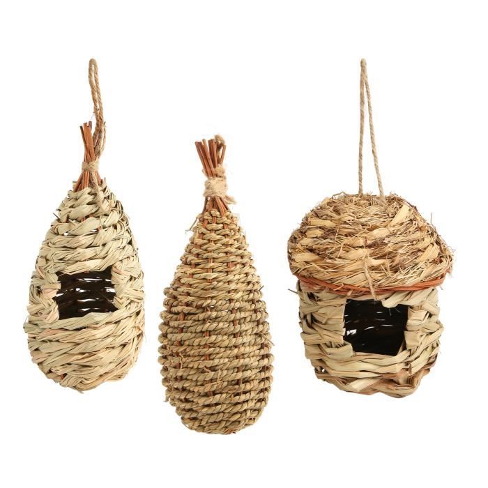 Comparer les prix de Maison suspendue en herbe tissée à la main pour oiseaux Munia - Animalerie cage