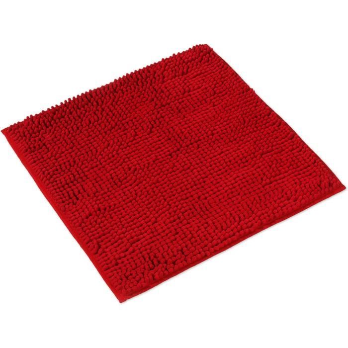 Tapis De Bain Antidérapant Gözze RIO Premium Microfibres - Poils Longs Moelleux 50x45 Cm Rouge - Confort Chauffage Au Sol