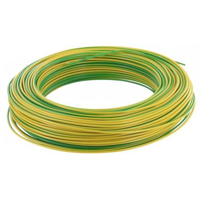 Câble d’installation H07V-U 25 m 1.5mm² jaune et vert avec isolant en PVC - FILS & CÂBLES - 60101018C