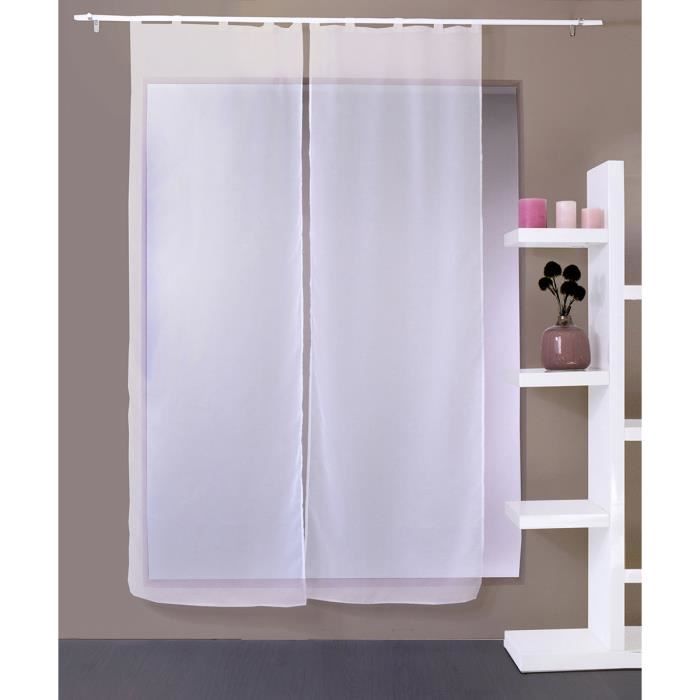 2 voiles base droite 70 x 220 cm LUTHEO coloris BLANC Cdiscount Maison
