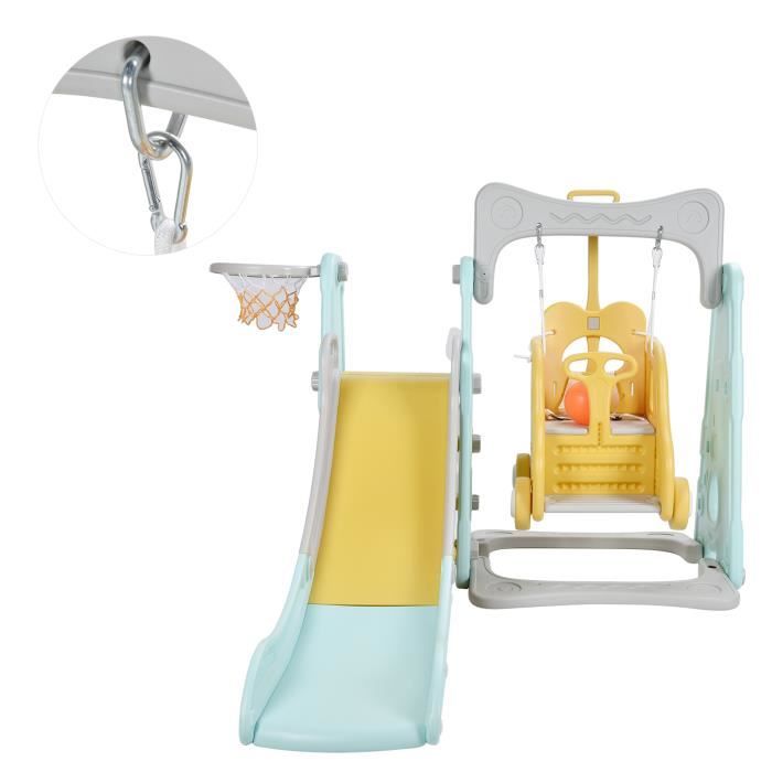 Toboggan Panier Basketball Mur Escalade Toboggan Enfant 6 En 1 COSTWAY - Glisse 140cm + Panier Basket + Mur Escalade - Jeu Intérieur/Extérieur 3-8 Ans Jeux Exterieur Enfant 2 Ans
