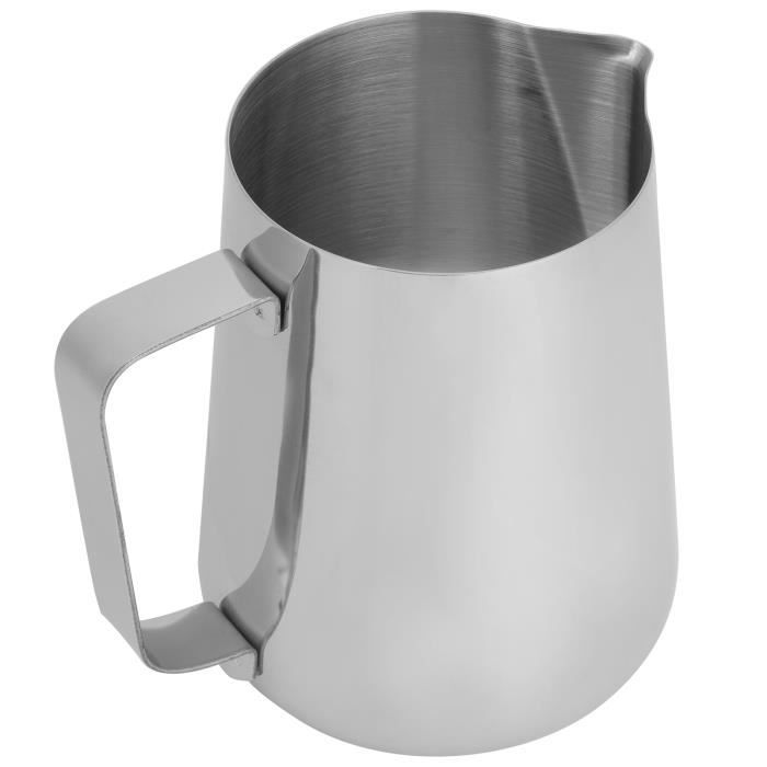 Pichet à Lait Inox Pour Mousse - 1000 Ml - Pour Machine à Café, Cappuccino, Latte - Couvercle Inclus