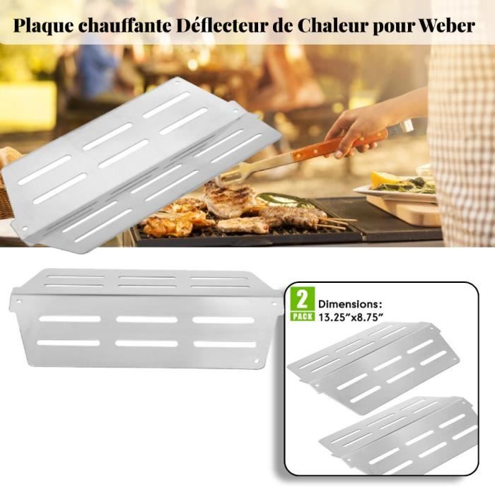 WELL GRILL Plaque Chauffante Barbecue - Acier Inoxydable 43,5x15 Cm, Pour Gaz, Lot De 4