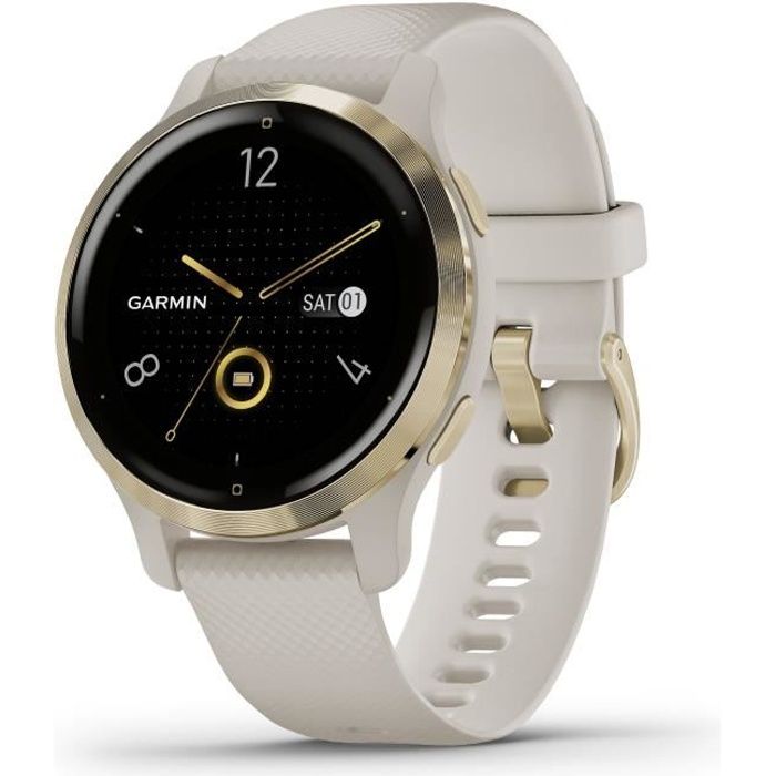 Montre connectée GARMIN Venu 2S - Light Gold - Bracelet beige