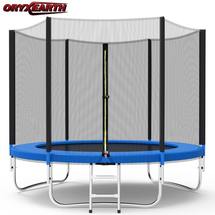 8FT / Ø 244 cm Trampoline Exterieur Adulte et Enfant + Échelle + Filet de Sécurité + Bâche de Protection - Jardin