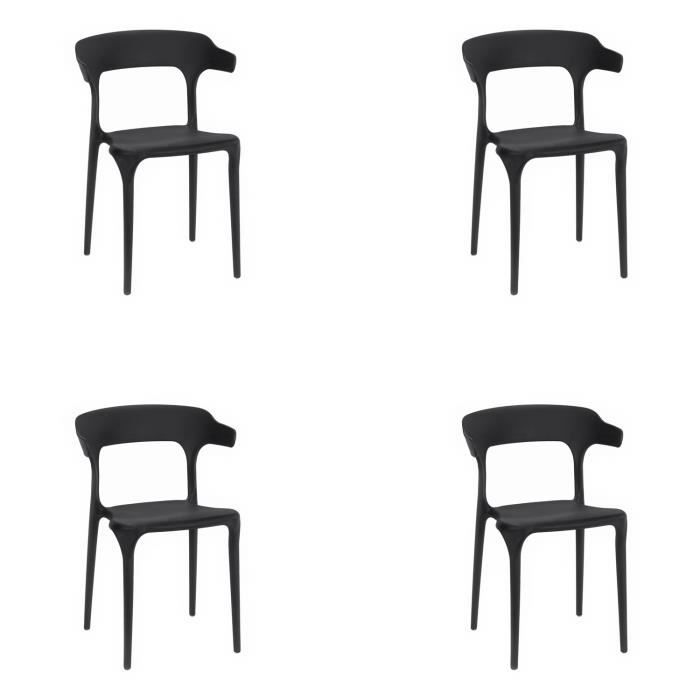 ulmer - lot de 4 chaises en pp style moderne cuisine - 74.5x49.5x49.5 cm - chaise de salle à manger - noir 49,5x49,5x74,5