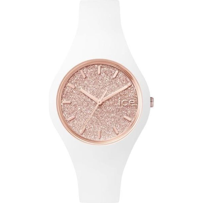 Ice Watch ICE glitter White Rose Gold Montre blanche pour femme avec bracelet en silicone 001343 Small Achat vente montre Femme Adulte Enfant Resine Cdiscount