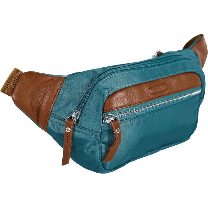 KATANA sac banane unisexe taille moyenne nylon garni cuir r?�f 29202 lagon (8 coul.dis) lagon 