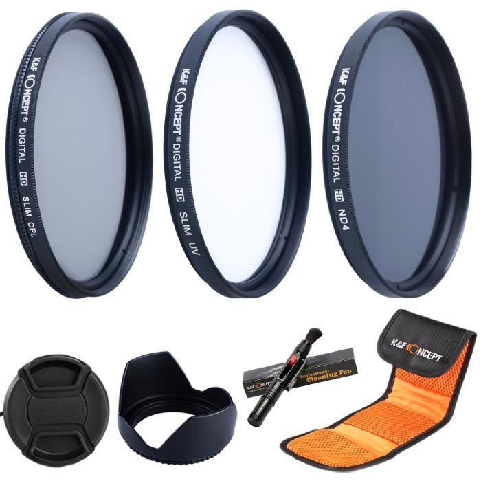 Kit Filtres K&F Concept 95mm - UV + Polarisant + ND4 + Chiffons Nettoyage - Photographie