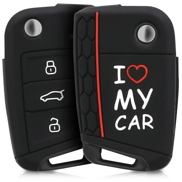 Coque Silicone Pour Clé VW Golf 7 - Protection Souple Noir-Gris - Accès Aux Boutons - Kwmobile