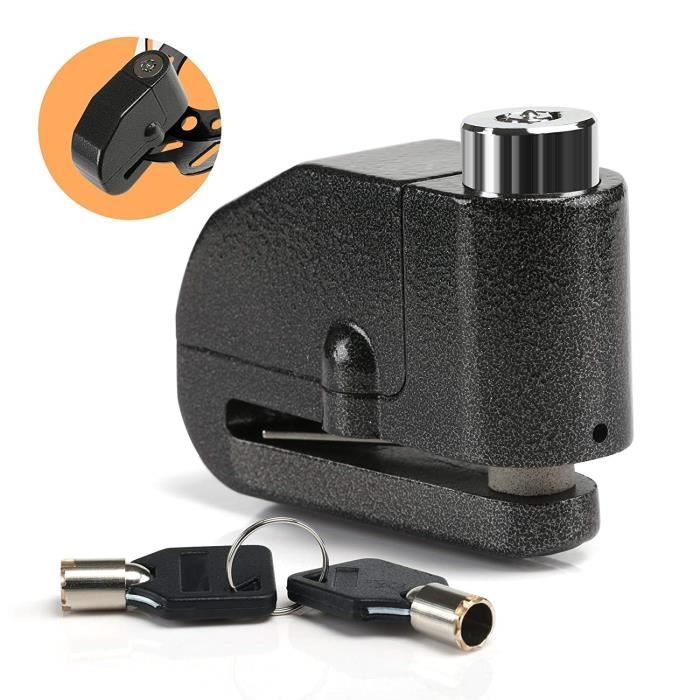 Bloc Disque Alarme 110dB Antivol Moto, Bloque Disque Disc Lock De Frein 7mm Avec Câble Rappel De
