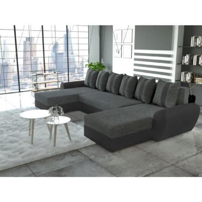 Canape D Angle Convertible En U Tiger Gris Et Noir Design Achat
