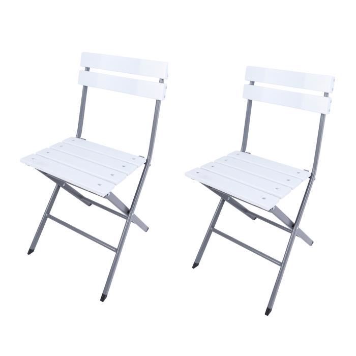 rebecca mobili lot de 2 chaises d'extérieur pliantes en acier plastique pour jardin balcon