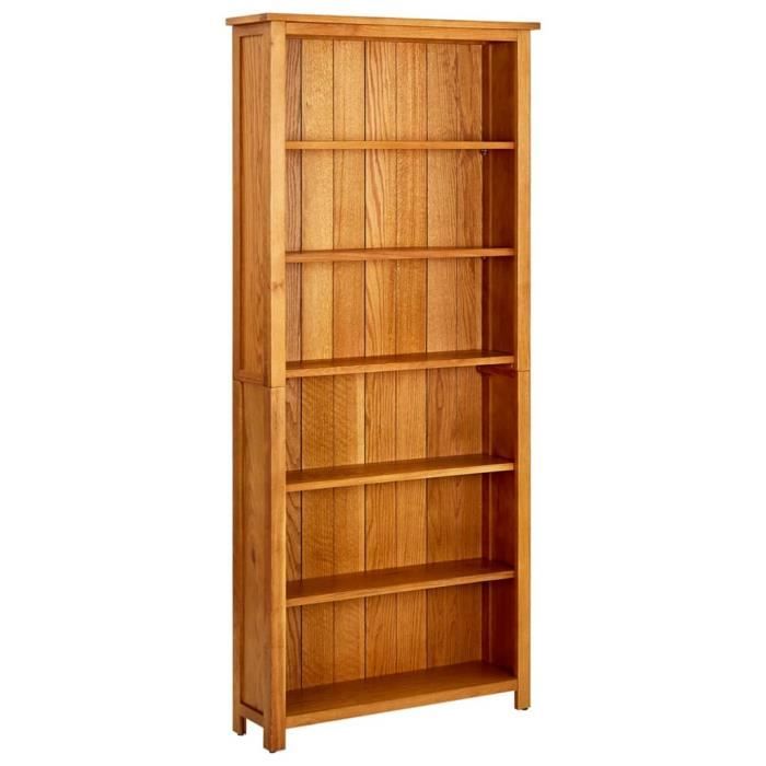 Bibliothèque - MOTHINESSTO - Modèle LY0103 - Bois de chêne massif - 6 étagères - 80x225x180 cm