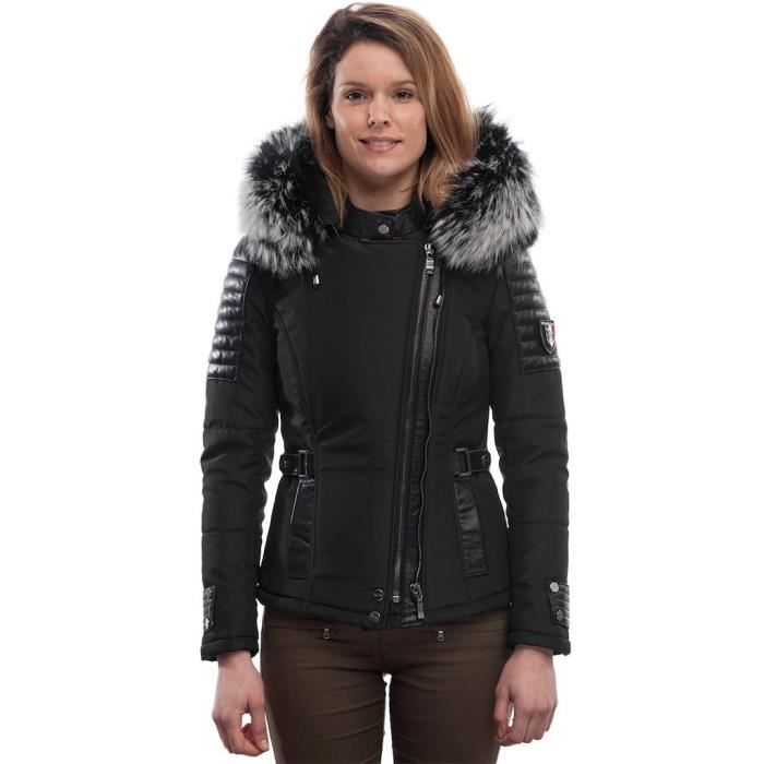Doudoune femme fourrure NOIR - Achat / Vente doudoune - Cdiscount