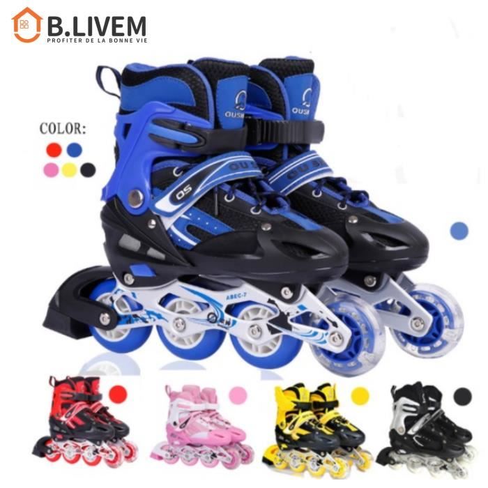 Rollers Enfants Taille Réglable 4 Tailles - Roues Lumineuses - Sécurité Renforcée Avec Frein Avant - Fille Et Garçon