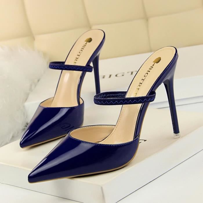 Les Femmes de Mode Paillettes Pointues Pantoufles Talons Hauts Sandales Dames Plage Sandales