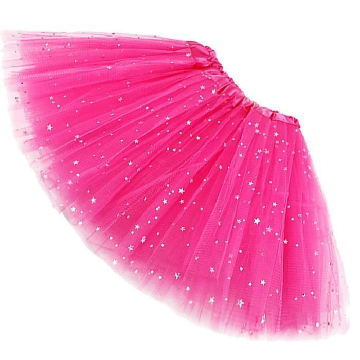 Jupe Tutu Fille à Paillettes - Jupe Tulle 3 Couches Avec étoiles Pour Ballet Ou Fête (Taille 2-8 Ans)
