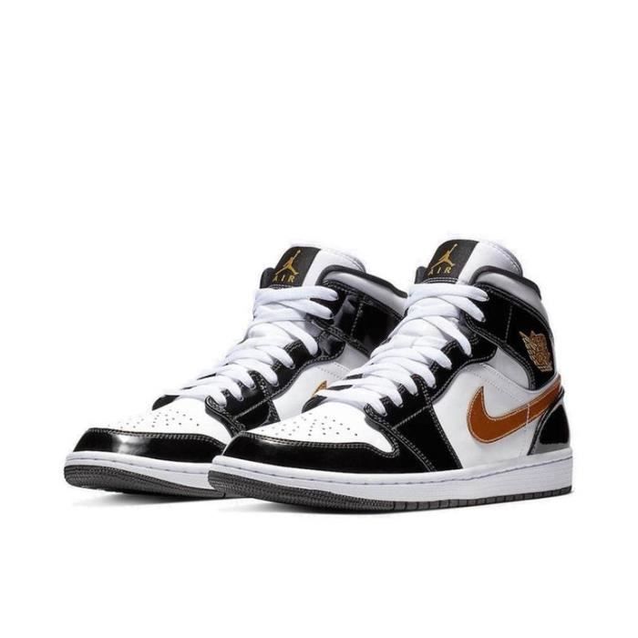 Basket Nike Air Jordan 1 Mid AJ 1 Air Jordan One Homme Femme 852542-007 Noir-d'or  Noir/d'or - Cdiscount Chaussures