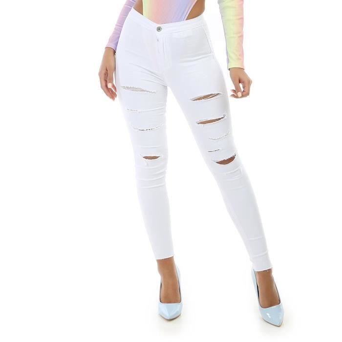 Jean blanc destroy top