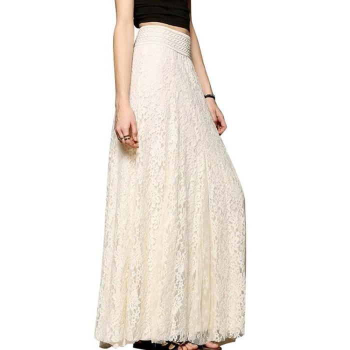 Jupe Taille Haute Mi-longue Moulante Noire Avec Dentelle - Taille 34/XS - H&M - Occasion Très Bon État