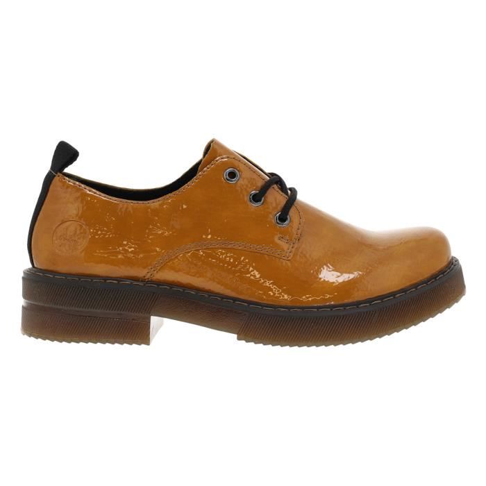 Derbies talon decroche bas Rieker femme Ocre miel verni Lacage 3 illets metallises Ocre miel verni Cdiscount Chaussures