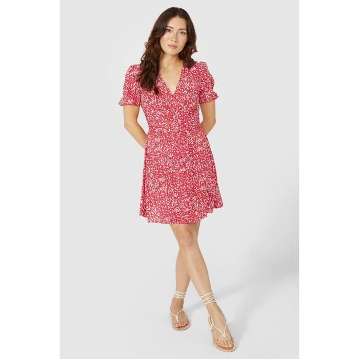 Robe Mantaray Bleu Marine Rose Gris Motif Feuilles - Taille 10/12, Coton Extensible, Occasion Très Bon état
