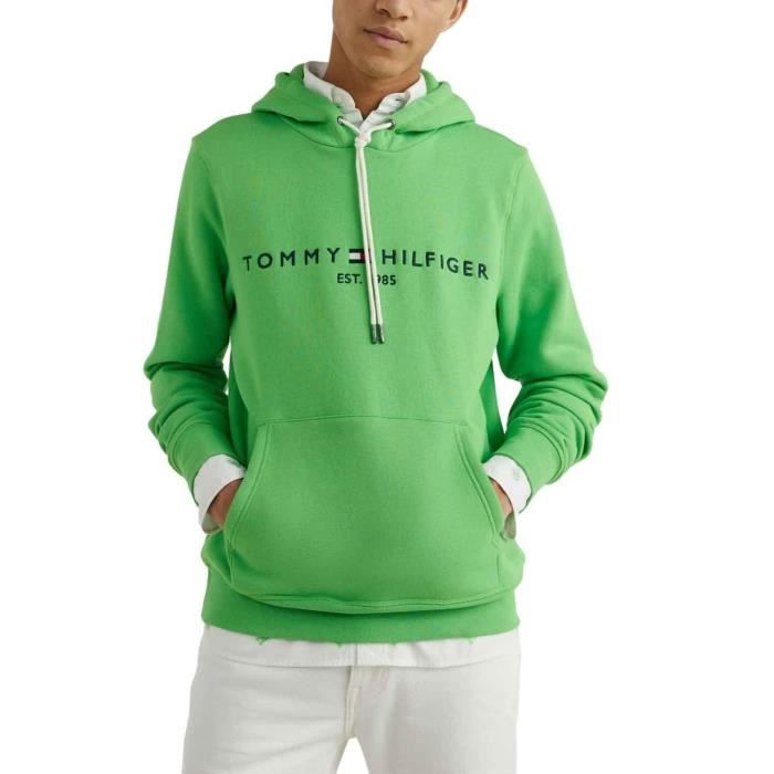 Sweat Tommy Hilfiger Logo Hoody Vert Homme