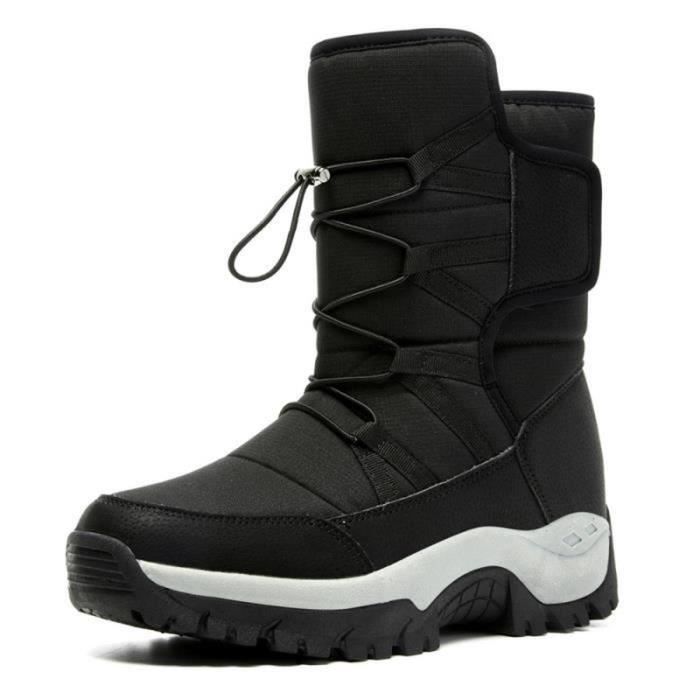 Bottes Homme en Coton Chaud d Hiver Respirantes Noir POFH