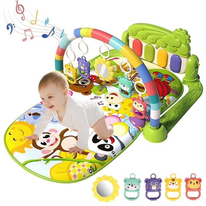 Tapis d eveil Bebe musical Piano de Fitness Amovibles Tapis de Jeu pour bebe Jouets Cadeaux pour Nouveau nes Tout Petits vert
