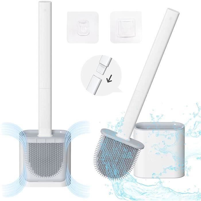 Brosse WC Antibactérienne – Manche Bois Long 35 Cm, Tête Remplaçable Hygiénique – Design Moderne & Élégant