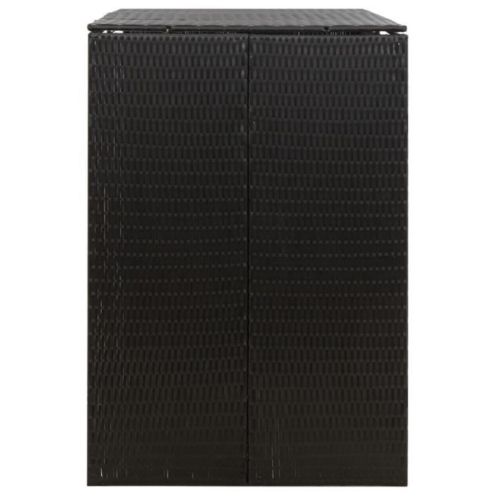 Abri Pour Poubelles Double En Résine Tressée - 140x80x117 Cm, Gris - Cache-conteneurs à Roulettes, Avec Portes Et Serrure
