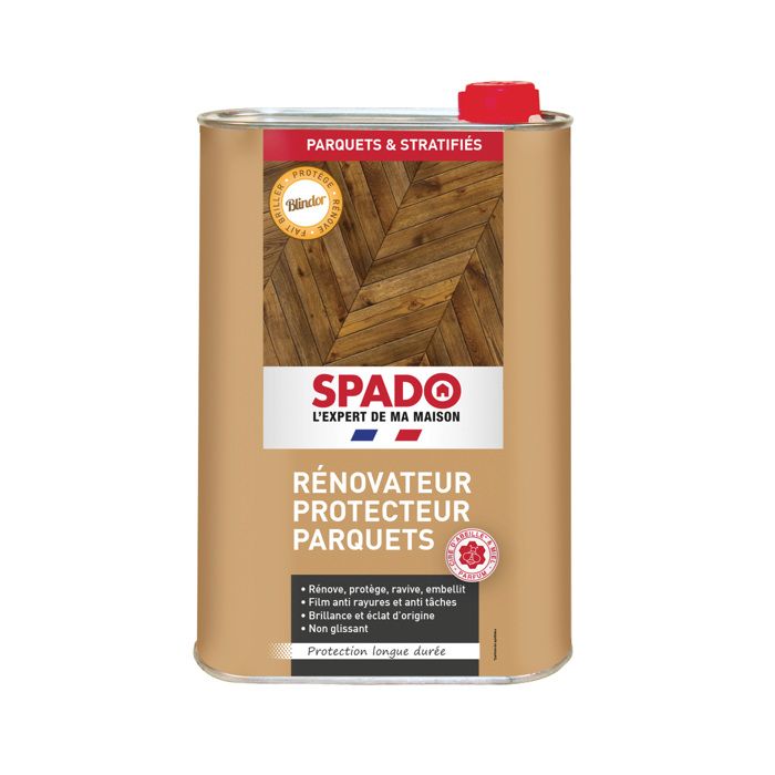 SPADO - Rénovateur Protecteur parquets -Ravive et embellit - Non glissant - Cire d'abeille & miel - 1 L - Fabriqué en France