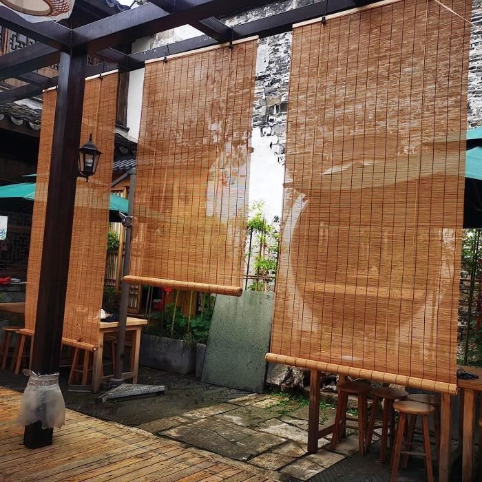 Store En Bambou Naturel – Store Enroulable Sans Perçage Pour Fenêtre, Balcon, Terrasse – Personnalisable 40 à 180 Cm - 9