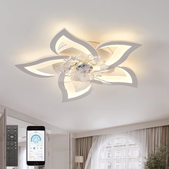 Ventilateur De Plafond Fleur Avec Lumières Et Télécommande Silencieuse