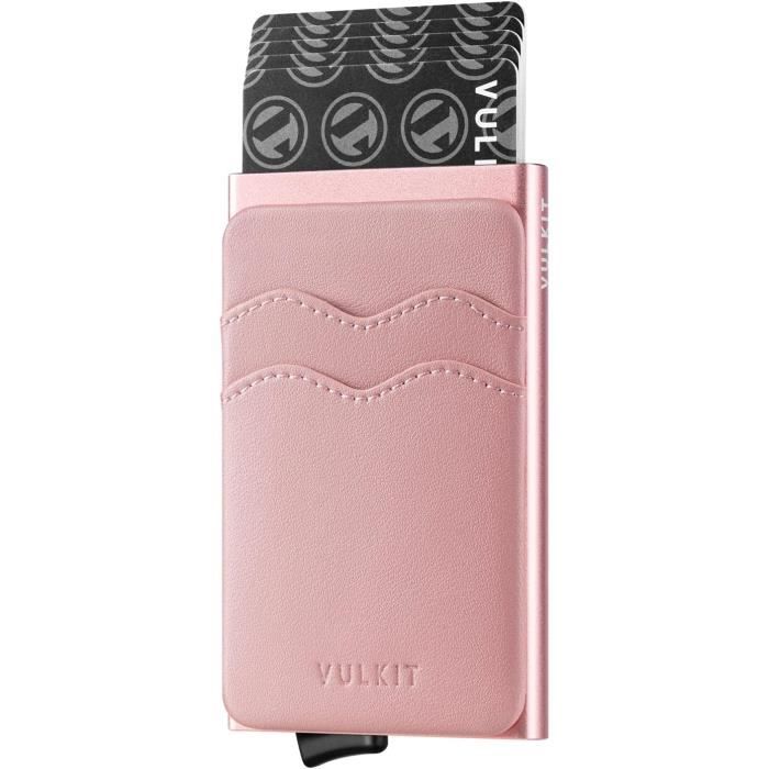 Porte-cartes De Crédit Ultra Fin En Cuir PU Avec Boucle - Multi-fentes - Pour Homme Et Femme - Rouge - Environ 10,5x9 Cm