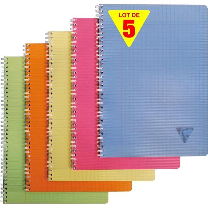 Clairefontaine - Lot De 5 Cahiers Travaux Pratiques A4 - 120 Pages Grands Carreaux/uni - Couverture Cartonnée - Fabriqué France