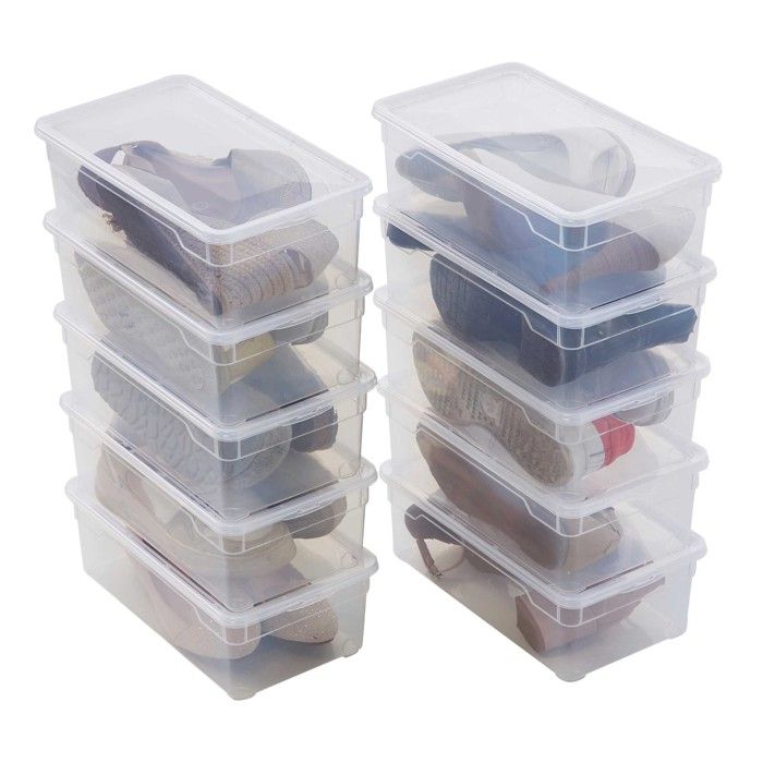 Boite de rangement plastique avec couvercle x10 Sundis CLEAR BOX 5L L.33xl.19xh.11cm pour chaussures transparent