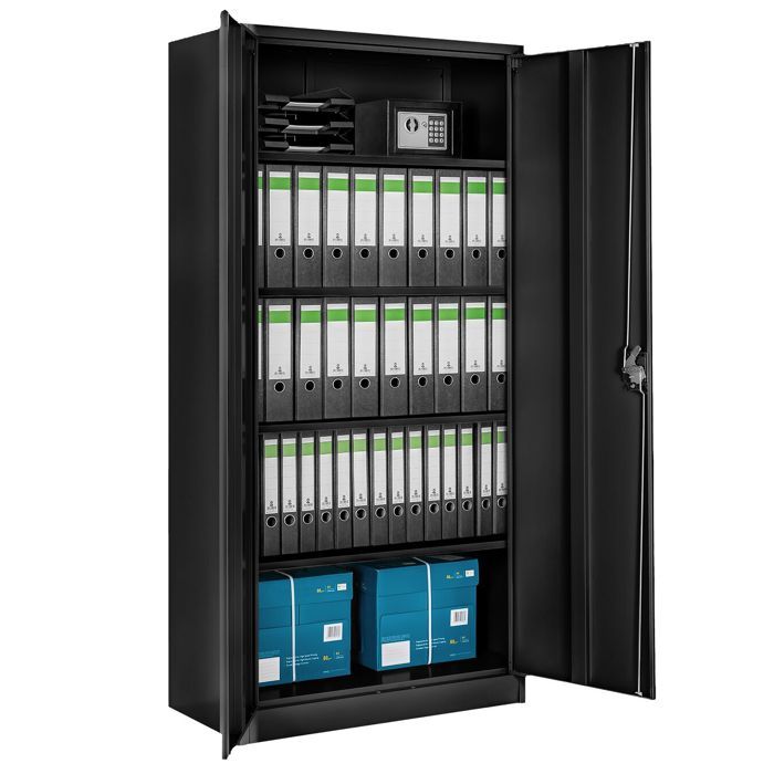 Rangement - TECTAKE - Armoire de classement BLAIN avec 5 étagères en acier époxy et 2 clés 40 x 80 x 180 cm - Noir Rangement - TECTAKE - Armoire de classement BLAIN avec 5 étagères en acier époxy et 2 clés 40 x 80 x 180 cm - Noir