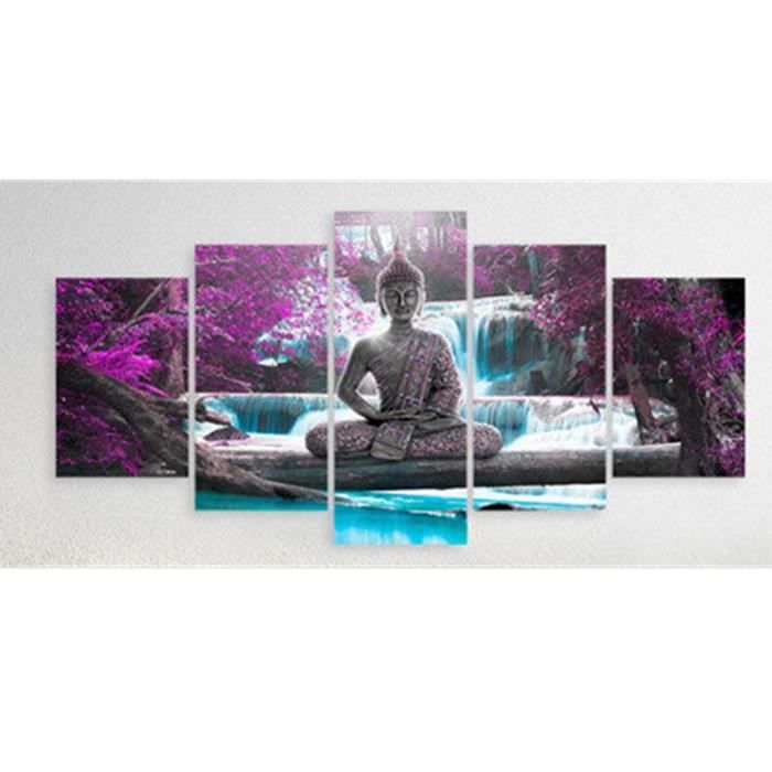 Tempsa Bouddha Zen Paysage Peinture Impression Sur Toile Moderne Image Wall Art Decor Maison Sans Csdre Violet Cdiscount Maison