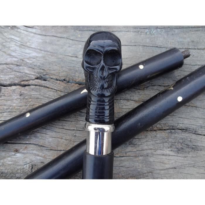 Poignée De Guidon Moto Noir 25 Mm Style Tête De Mort - Pour Cruiser, Chopper, Bobber, Custom - Aluminium Et Caoutchouc, Sans Manette De Gaz
