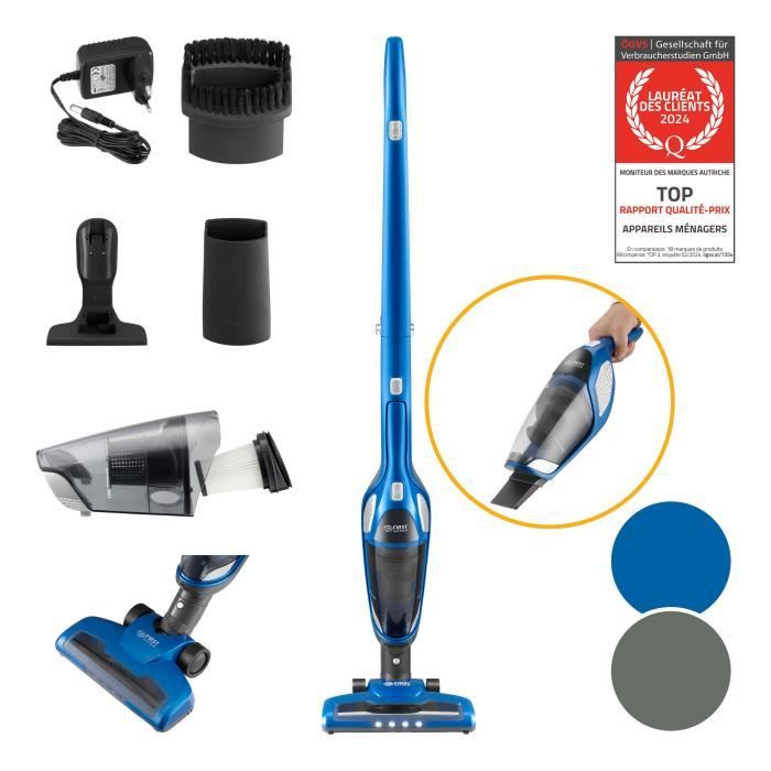 Aspirateur Balai et à Main - TZS FIRST AUSTRIA - 2en1 - Autonomie 60 min - Filtre HEPA - Design Pliable