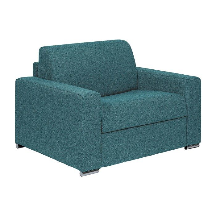 Fauteuil convertible express en tissu chiné bleu - Couchage 70 cm - Matelas 14 cm - CALITO