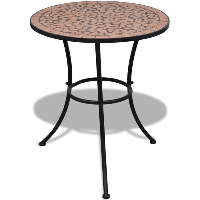 Table de bistro Terre cuite 60 cm Mosaïque - VIDAXL - Meuble de jardin - Rond - Métal