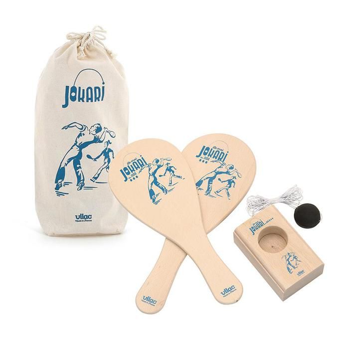 Vilac Jokari – Set Di 2 Racchette E Palla In Legno Massello, In Sacchetto Di Cotone, Prodotto In Francia, Per Gioco All'aperto