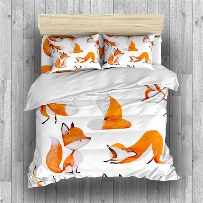 Parure De Lit Renard Housse De Couette Animal Colore Lapin Ami Im Housse De Couette Taies D Oreiller Drap King 220 230cm 3 Pcs 02 Achat Vente Housse De Couette Et Taies Cdiscount