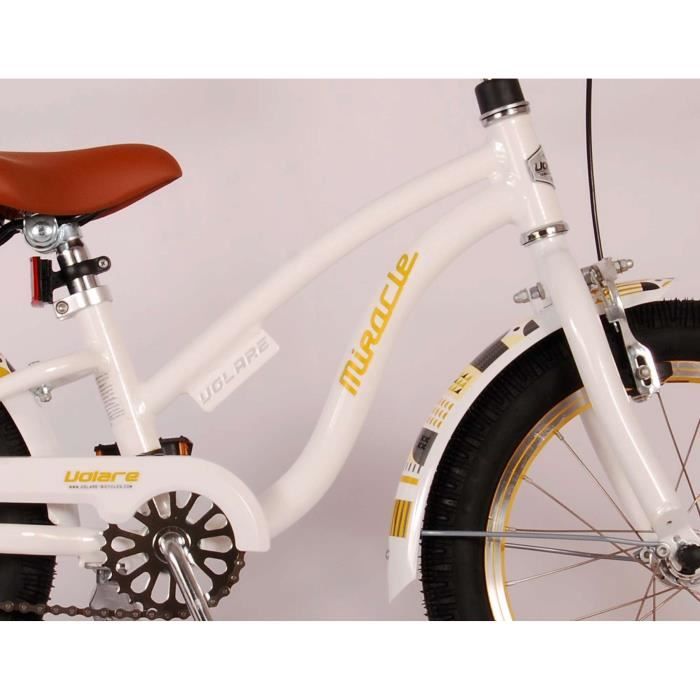 Vélo Enfant Fille 16 Pouces Volare Lovely - Rouge Et Blanc - Freins Main, Panier, Siège Poupée - 4-6 Ans