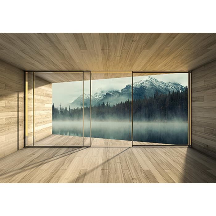 Papier Peint Intissé 3D Effet Panoramique Montagnes Brume 312x219 cm ...